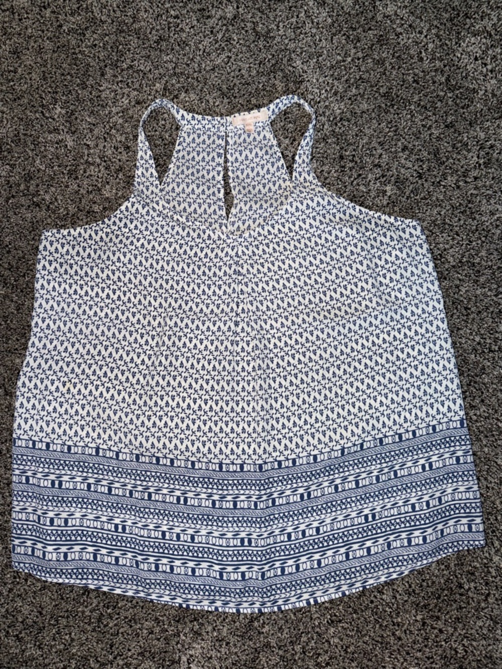 Skies Are Blue White and Navy Printed Halter Tank